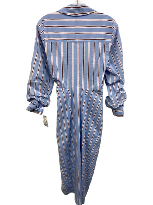 Veronica Beard Size 2 Blue, Burgundy, White Cotton Blend Long Sleeve Midi Dress Blue, Burgundy, White / 2