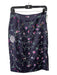 Tibi Size 8 navy blue & multi Silk & Cotton Floral Embroidery Back Zip Skirt navy blue & multi / 8