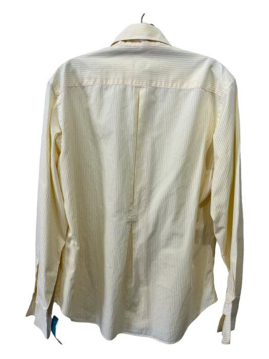 Borrelli Size 14 Yellow & White Cotton Striped Button Up Top Yellow & White / 14