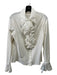 Anne Fontaine Size 44 White Pima Cotton Button Up Ruffle Detail Top White / 44