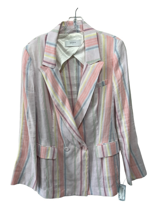 Beatrice B. Size M Multicolor Missing Fabric Striped Double Breasted Jacket Multicolor / M