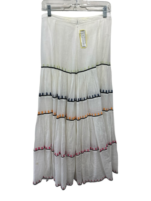 Carolina K Size S Cream White, Black & Multi Cotton Embroidered Design Skirt Cream White, Black & Multi / S