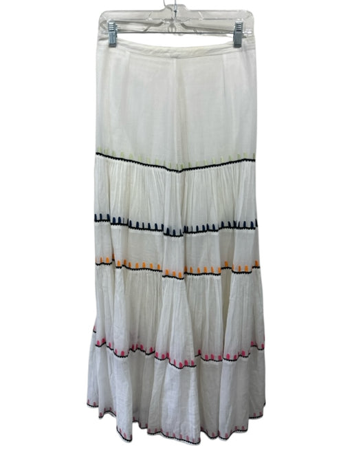 Carolina K Size S Cream White, Black & Multi Cotton Embroidered Design Skirt Cream White, Black & Multi / S