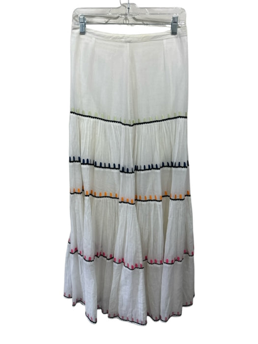 Carolina K Size S Cream White, Black & Multi Cotton Embroidered Design Skirt Cream White, Black & Multi / S