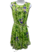 Oscar de la Renta Size 6 Green & Purple Silk Sleeveless Floral Print Mini Dress Green & Purple / 6
