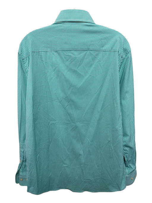 Peter Millar Size M Green & White Synthetic Plaid Button Up Long Sleeve Shirt Green & White / M