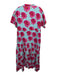 Victoria Dunn Size Est L Blue, Pink & Orange Cotton Floral Short Sleeve Dress Blue, Pink & Orange / Est L