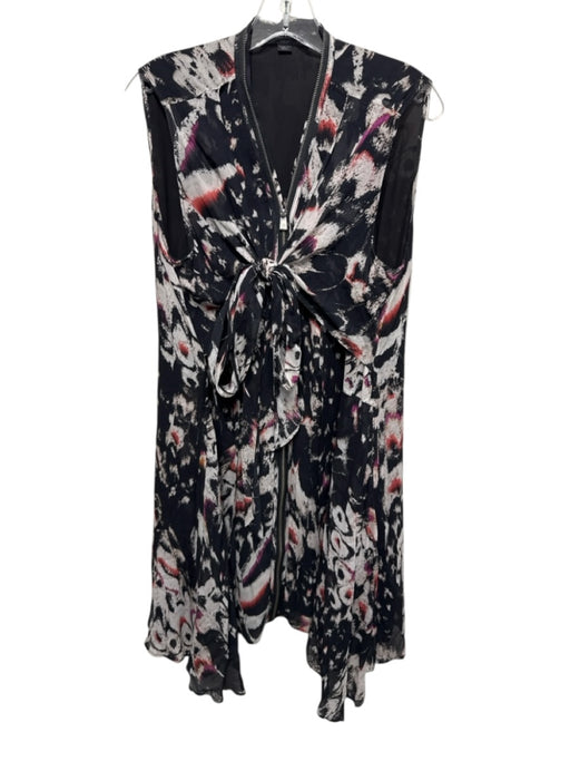 ALLSAINTS Size L Black, White & Multi Viscose Abstract Splatter Sleeveless Dress Black, White & Multi / L