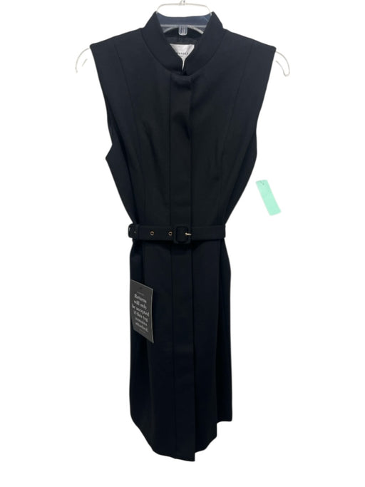 Pomander Place Size M Black Rayon Blend Sleeveless Button Front Belted Dress Black / M