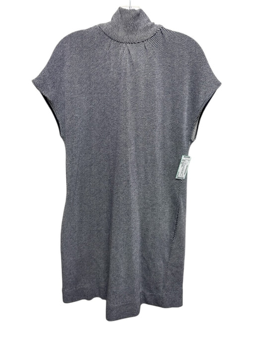 Ann Mashburn Size M Navy Blue & White Cotton Textured Knit Short Sleeve Dress Navy Blue & White / M