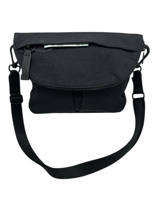 Lululemon Navy Blue Nylon Foldover Snap Button Zipper Pocket Bag Navy Blue / Small
