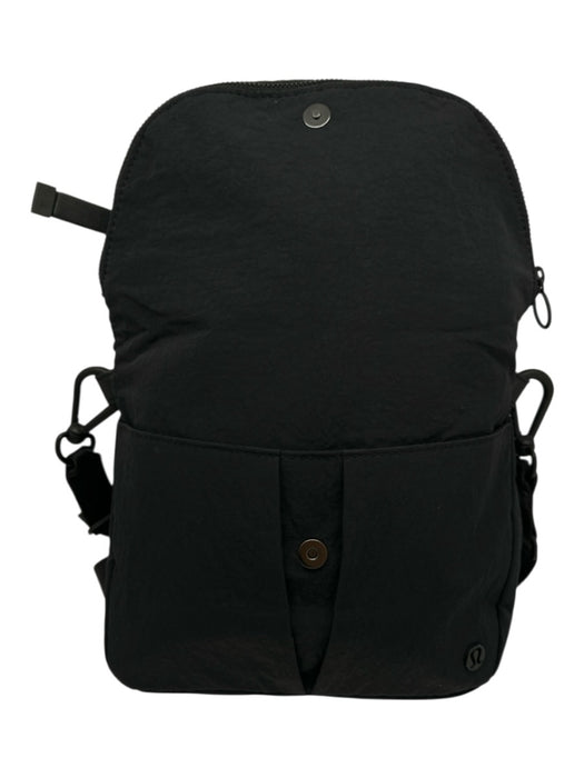 Lululemon Navy Blue Nylon Foldover Snap Button Zipper Pocket Bag Navy Blue / Small