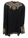Johnny Was Size L Black, Cream & Pink Rayon Floral Embroidered Long Sleeve Top Black, Cream & Pink / L