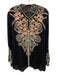 Johnny Was Size L Black, Cream & Pink Rayon Floral Embroidered Long Sleeve Top Black, Cream & Pink / L