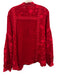 Johnny Was Size XL Red Rayon Botanical Embroidery Long Balloon Sleeve Top Red / XL