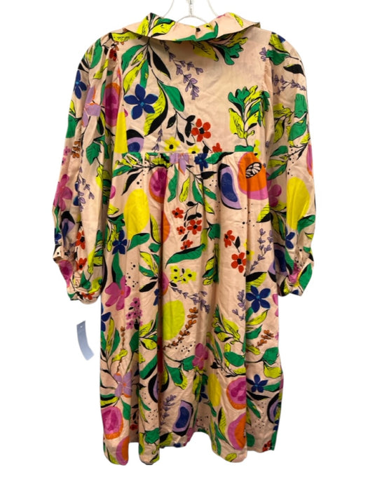 Emily McCarthy Size L Light Pink & Multi Cotton Botanical Fruit Print Dress Light Pink & Multi / L