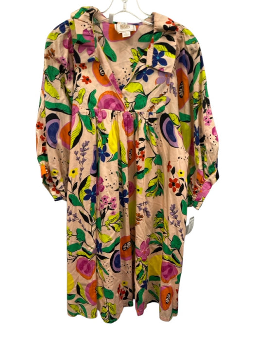 Emily McCarthy Size L Light Pink & Multi Cotton Botanical Fruit Print Dress Light Pink & Multi / L