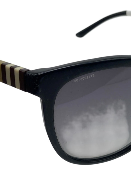 Burberry Black & Brown Acetate Nova Check Polarized Round Oval Sunglasses Black & Brown