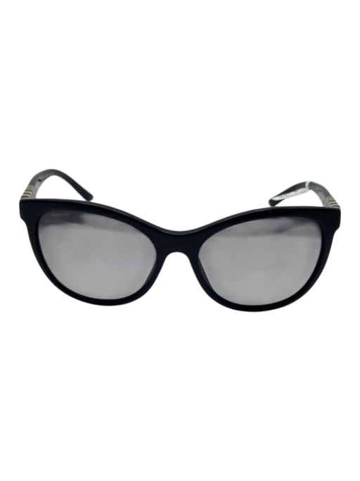 Burberry Black & Brown Acetate Nova Check Polarized Round Oval Sunglasses Black & Brown