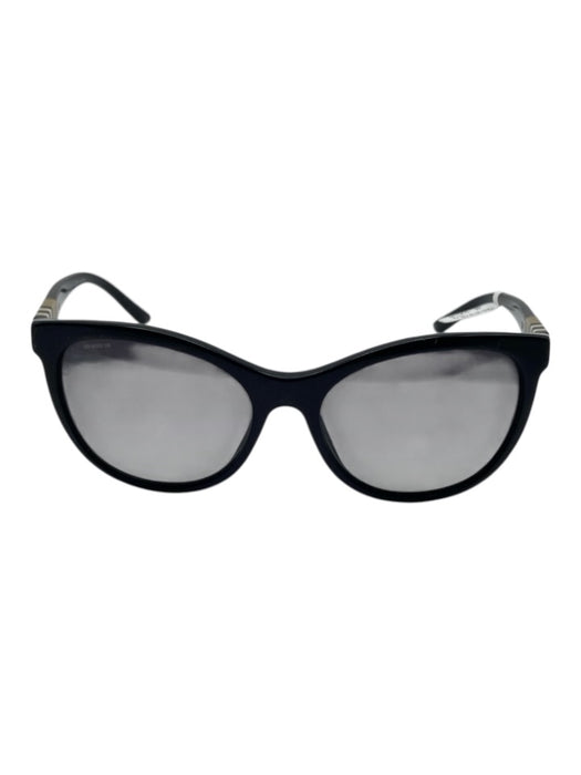Burberry Black & Brown Acetate Nova Check Polarized Round Oval Sunglasses Black & Brown