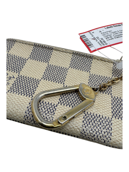 Louis Vuitton Cream & Gray Coated Canvas Damier Gold Hardware Zip Close Keychain Cream & Gray