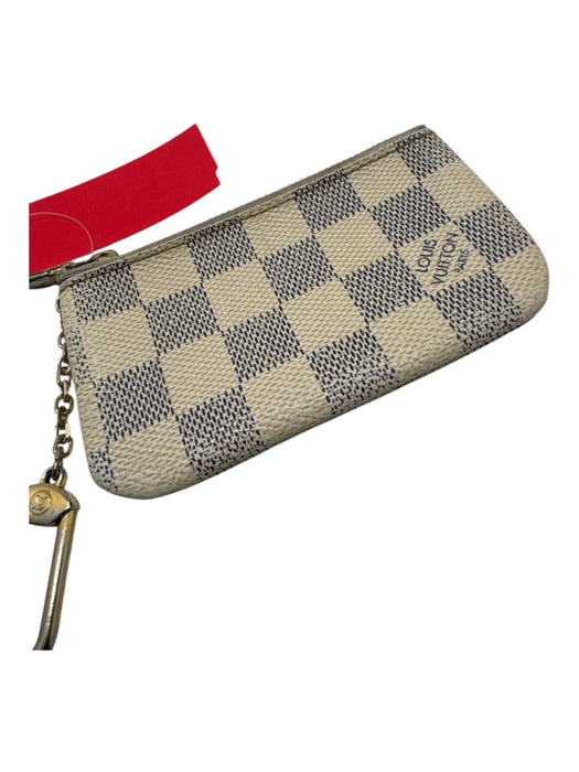 Louis Vuitton Cream & Gray Coated Canvas Damier Gold Hardware Zip Close Keychain Cream & Gray