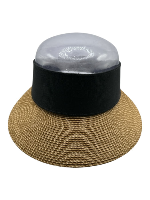 Eric Javits Brown & Black Straw Velcro Strap Adjustable Visor Hat Brown & Black / One Size