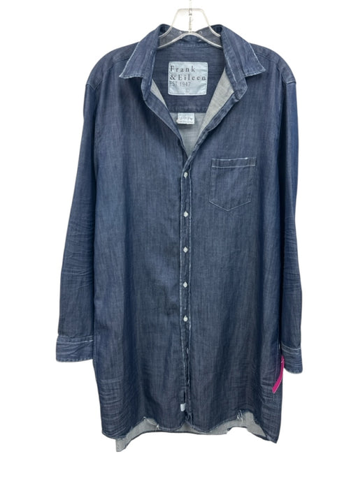 Frank & Eileen Size Kaliko Navy Cotton Collar Long Sleeve Button Up Collar Dress Navy / Kaliko