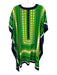 Trina Turk Size M/L Green, Navy, White Silk Split Neck dots Caftan Sleeves Dress Green, Navy, White / M/L