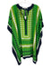 Trina Turk Size M/L Green, Navy, White Silk Split Neck dots Caftan Sleeves Dress Green, Navy, White / M/L