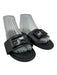 Fendi Shoe Size 40 Black Leather Slide Metal Logo Open Toe Sandals Black / 40