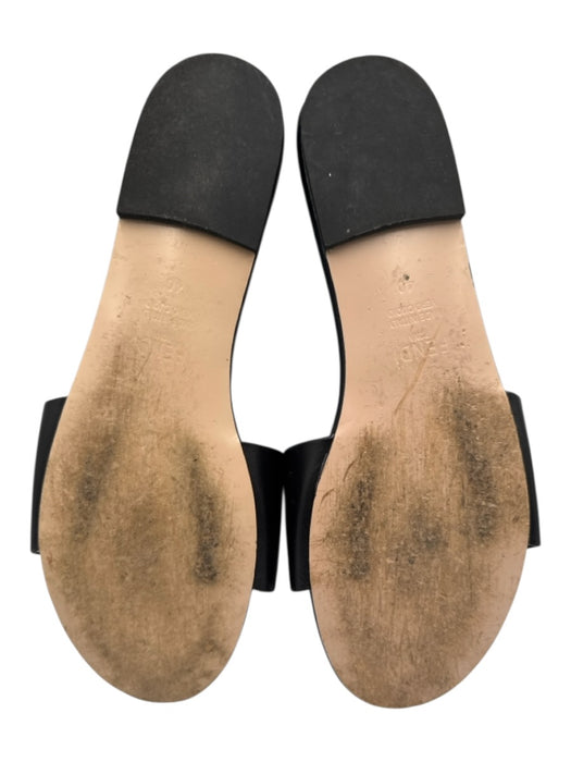 Fendi Shoe Size 40 Black Leather Slide Metal Logo Open Toe Sandals Black / 40