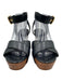 Tory Burch Shoe Size 9 Black & Brown Leather & Wood Wedge Ankle Strap Sandals Black & Brown / 9