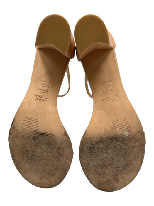 Stuart Weitzman Shoe Size 9 Beige Leather Ankle Strap Block Heel Sandals Beige / 9