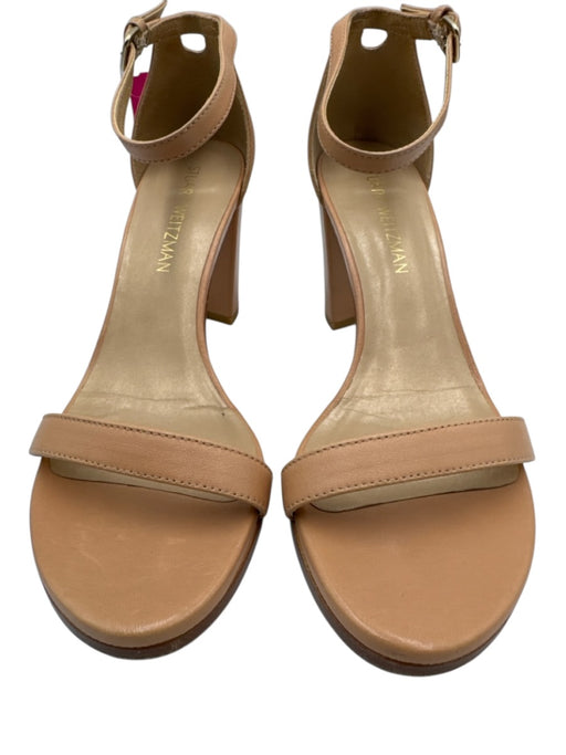 Stuart Weitzman Shoe Size 9 Beige Leather Ankle Strap Block Heel Sandals Beige / 9