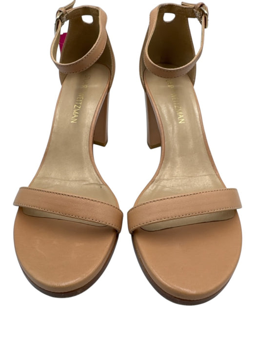 Stuart Weitzman Shoe Size 9 Beige Leather Ankle Strap Block Heel Sandals Beige / 9