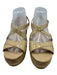 Prada Shoe Size 39 Beige & Brown Patent Leather Cork Wedge Ankle Buckle Sandals Beige & Brown / 39