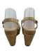 Prada Shoe Size 39 Beige & Brown Patent Leather Cork Wedge Ankle Buckle Sandals Beige & Brown / 39