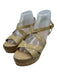Prada Shoe Size 39 Beige & Brown Patent Leather Cork Wedge Ankle Buckle Sandals Beige & Brown / 39
