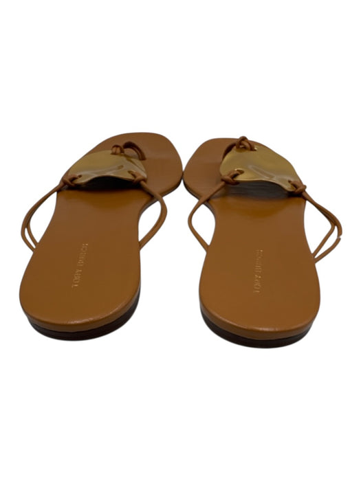 Tory Burch Shoe Size 9 Beige & Gold Leather Top Strap Metal Circle Sandals Beige & Gold / 9