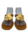 Tory Burch Shoe Size 9 Beige & Gold Leather Top Strap Metal Circle Sandals Beige & Gold / 9