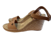 Tory Burch Shoe Size 9 Tan Leather Wedge Open Toe & Heel Velcro Ankle Shoes Tan / 9