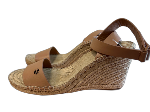 Tory Burch Shoe Size 9 Tan Leather Wedge Open Toe & Heel Velcro Ankle Shoes Tan / 9