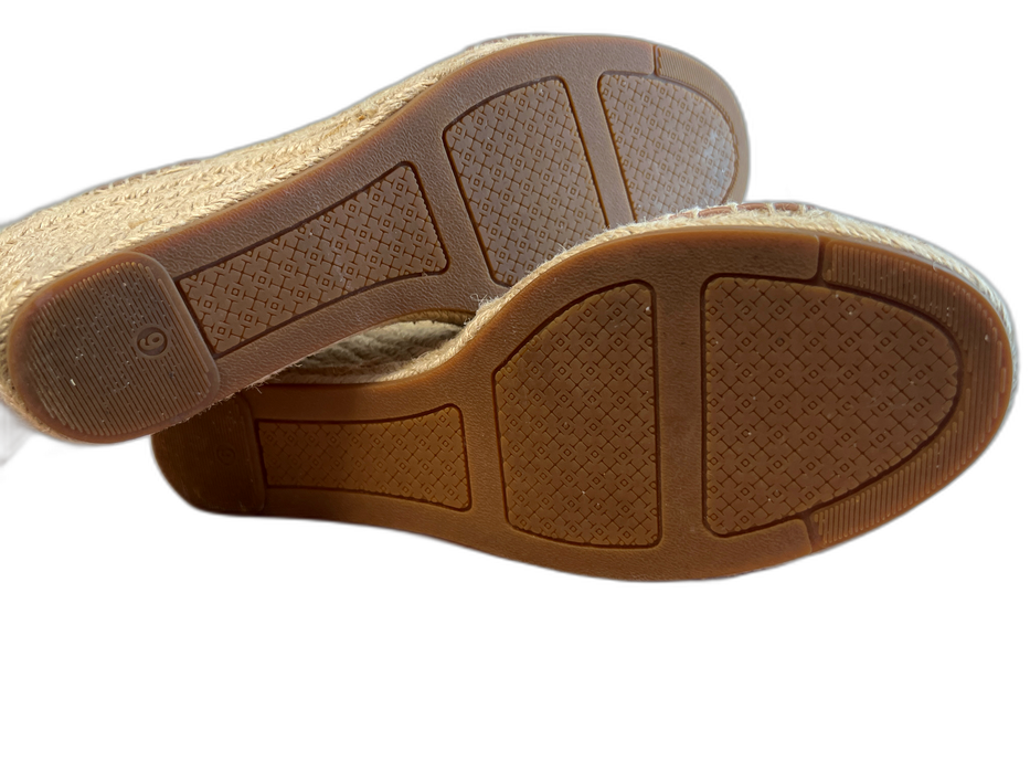 Tory Burch Shoe Size 9 Tan Leather Wedge Open Toe & Heel Velcro Ankle Shoes Tan / 9