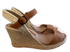 Delman Shoe Size 9 Brown Leather Espadrille Open Toe & Heel Buckle Strap Shoes Brown / 9