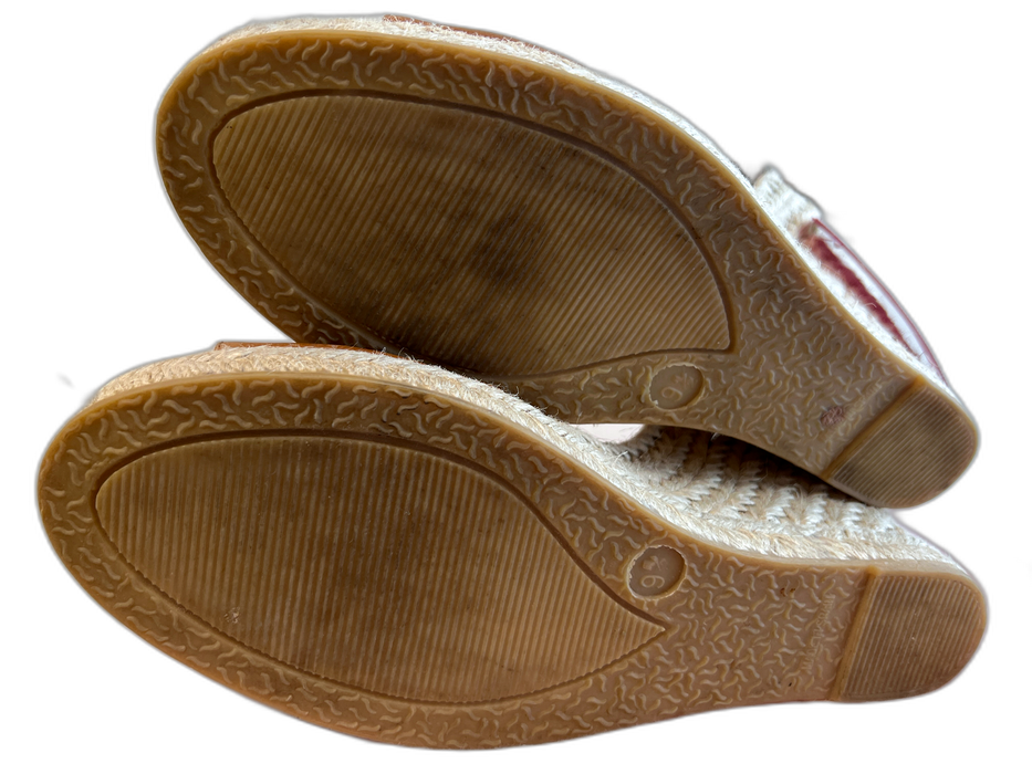 Delman Shoe Size 9 Brown Leather Espadrille Open Toe & Heel Buckle Strap Shoes Brown / 9