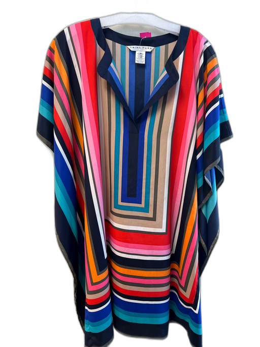 Trina Turk Size M/L Red & mutli print Polyester round split neck Tunic Tunic Red & mutli print / M/L