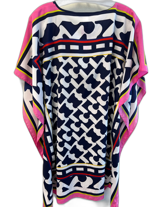 Trina Turk Size M/L Navy White & Multi Polyester Drop Shoulder Tunic Tunic Navy White & Multi / M/L