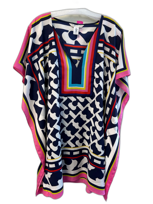 Trina Turk Size M/L Navy White & Multi Polyester Drop Shoulder Tunic Tunic Navy White & Multi / M/L