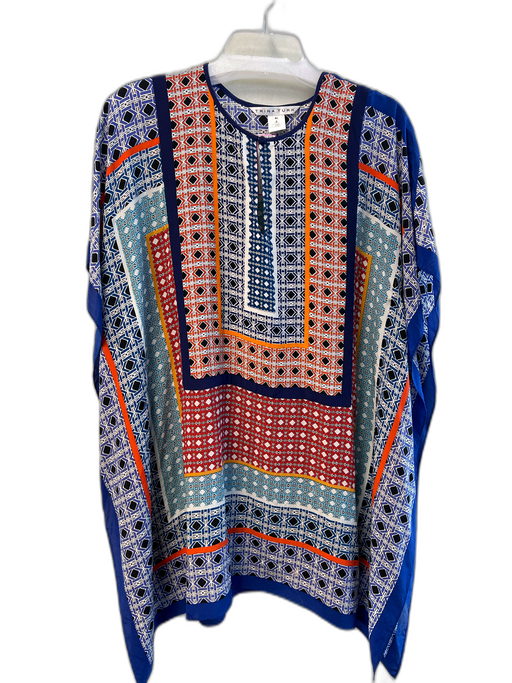 Trina Turk Size M/L Orange, Black & Multi Silk Drop Shoulder Tunic Tunic Orange, Black & Multi / M/L